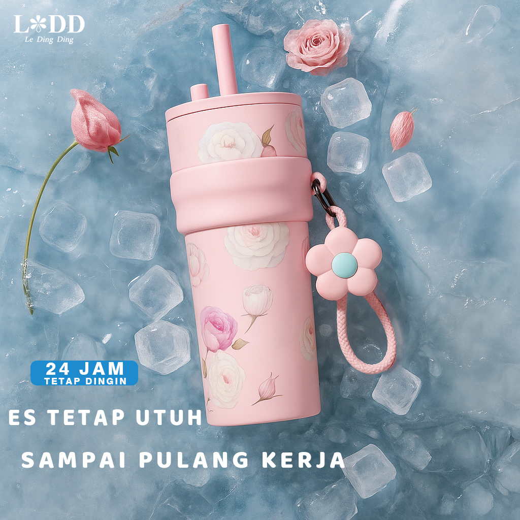 Tumbler Rose Floral Soft Pink